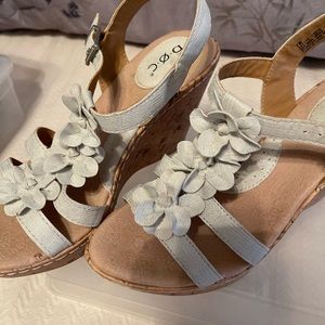 BOC wedge Sandals.  White grey shimmer Size 7